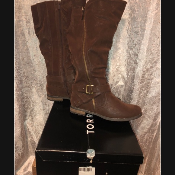 NIB Brown Brushed Faux Leather Tall Boot Sz 12WW - Picture 3 of 5